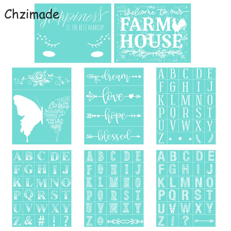 Chzimade-Plantilla de serigrafía autoadhesiva con letras y mariposas, malla de transferencia de 8,5x11 &quot;para camisetas, manualidades hechas a mano, bricolaje