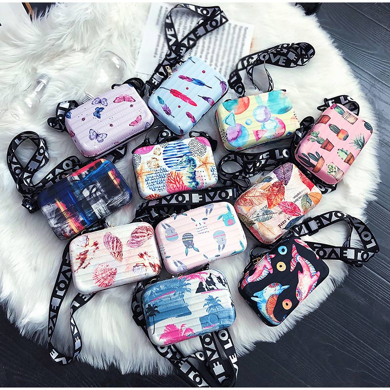 Personality Shoulder Clutch Mini Square Box Bag Cartoon Color Lovely Crossbody Bags Women Handbag Soft