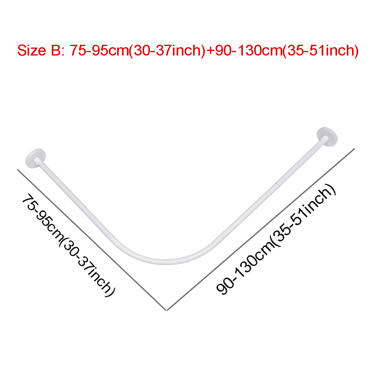 L Shape Extendable Corner Shower Curtain Rod Pole No Punching Rail Rod Bar Bathroom Hardware Heavy Loaded 304 Stainless Steel: B
