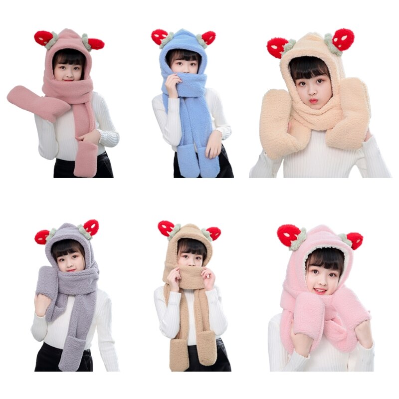 Winmany Kinder Winter-Set - Mütze, Handschuhe & Schal Aus Fleece Für Mädchen & Jungen