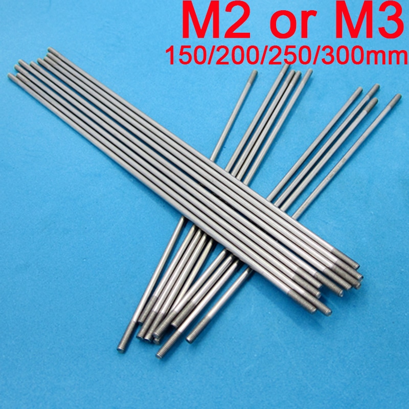 10PCS M2 M3 Rvs Schroefdraad Tie Push Staaf Servo Linkage Dia 1.8/2.6mm L300mm As Pull voor RC Boot/Vliegtuigen Model