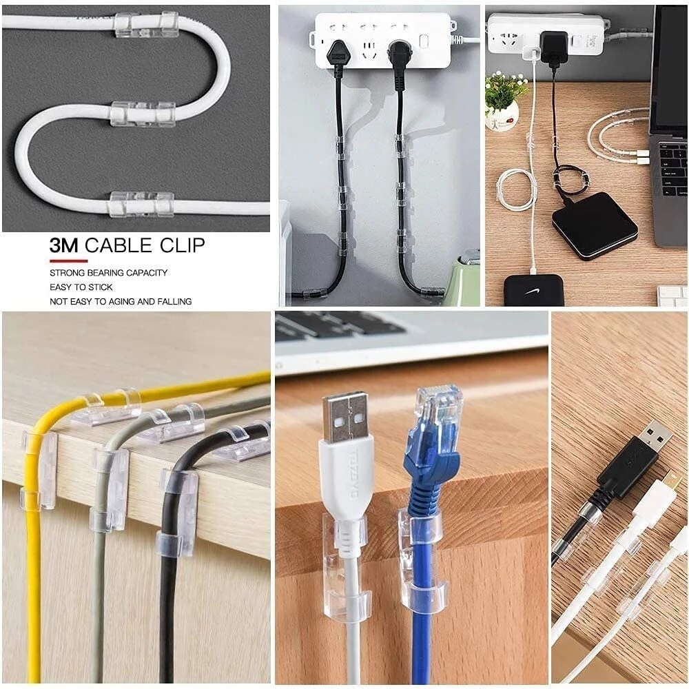 5/20PCS Self-Adhesive Cable Organizer USB Cable Clip Wire Management Desk Cable Manager Wall Wire Holder Charging Winder