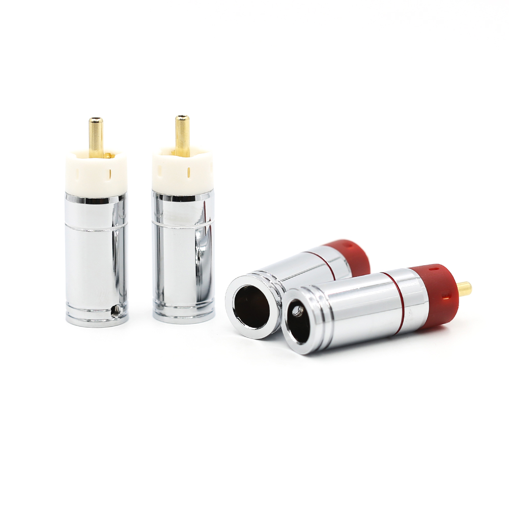 4 pçs alta fidelidade diy 9mm prata chapeado ou banhado a ouro rca plug conector de bronze, alta fidelidade rca jack