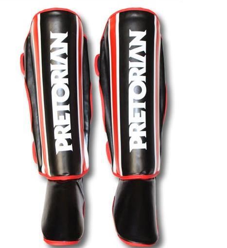 Protection Top Boxing shin guards MMA instep protectors foot kickboxing pad Muaythai Training Leg support protectors: Black with Red / M Height below 175CM