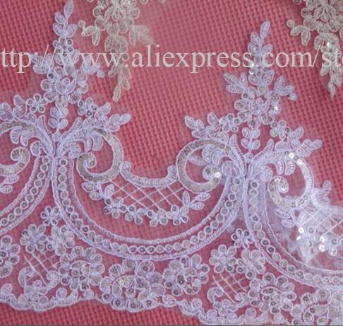 Delicate 9 yards 22 cm pailletten ivoor/witte stof bloem Venise Venetië kant trim applique naaien ambacht voor bruiloft december LW0333: zwart