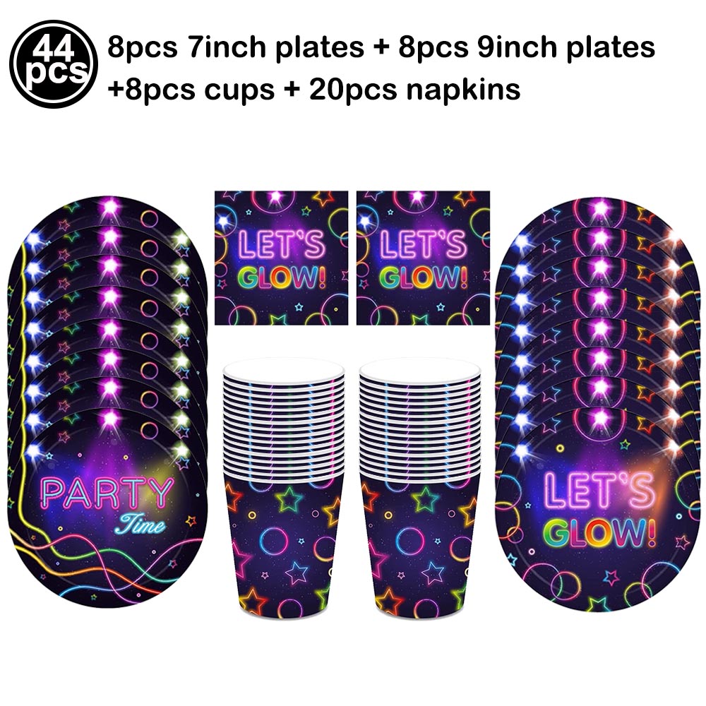 Świecące w promieniowaniu UV Zastawa stołowa Obrusy Kubki Talerze Baner Serwetki Słomki Balony Neonowe Świecące Materiały Urodzinowe: zielony
