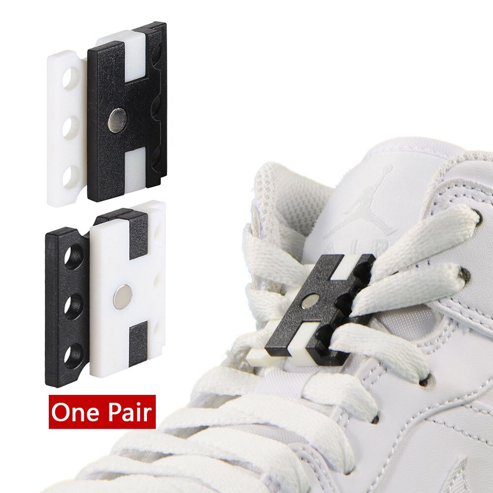 1 paar Magnetic Schnürsenkel Schnalle Verschluss Schnürsenkel Top für Sport Schuhe Stiefel Neue Kreative Faul Schnürsenkel Schließen Schnallen: 07 Black White
