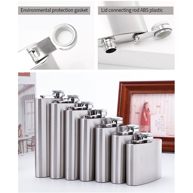 Pocket Draagbare Roestvrijstalen Heupfles Met Trechter Mini Heupfles Alcohol Whiskey Heupfles Met Schroefdop 4 5 6 7 8 9 10 Oz