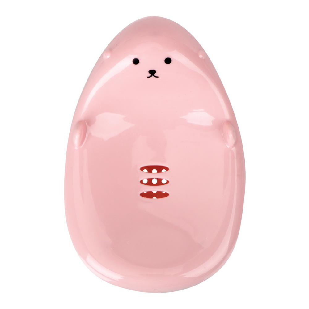 Sink Spons Box Container Badkamer Accessoires Afvoer Zeepkist Schattige Beer Vorm Wasruimte Organisator Zeepbakje Case Plastic Houder: Roze
