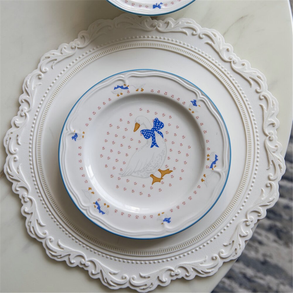 35cm White Silicone Placemat Tableware Oil Resistant Heat Insulation Non-Slip Tablemat Coaster Kitchen Washable Cup Pad
