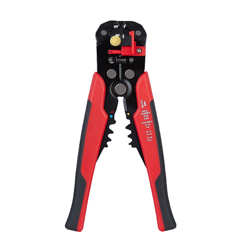 Krimptang, kabelknipper, automatische draadstripper, multifunctionele striptang, krimptang, aansluiting 0.2-6.0 mm, 2-delig gereedschap: Rood