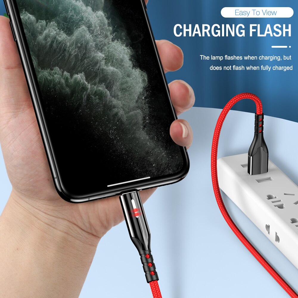 1M 2M 3M Dynamic LED Quick Charge Charger Cable For iPhone 7 8 6 6s Plus 11 X 5 5s SE iPad Origin Cord Wire Mobile Phone Cables