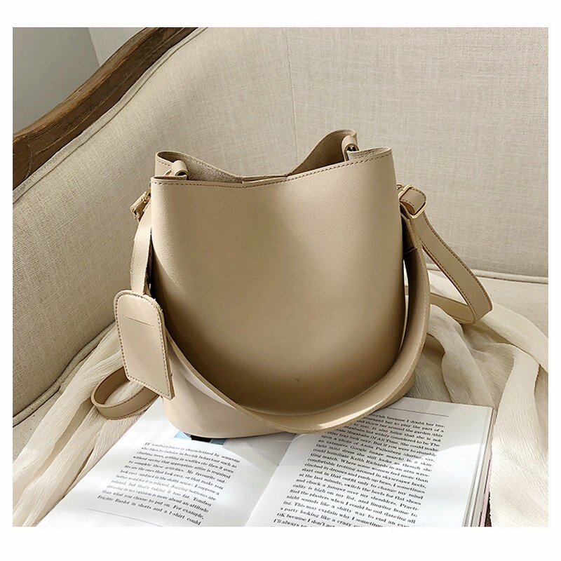 Sac à bandoulière en couleur unie pour femmes, sac en seau de grande capacité, sac à épaule coréen, nouvelle tendance,: Kaki