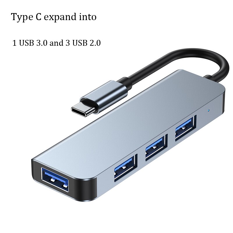 Ein Typ C oder USB 3,0 Adapter Hub Erweitern in 4 USB Docking Bahnhof Für MacBook Laptop praktisch Ipad multi-Schnittstelle U Disk: 4 in 1 Typ C