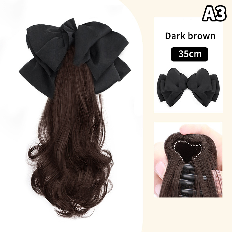 Extensions capillaires synthétiques longues et bouclées pour femmes, postiche avec nœud, pince à cheveux naturelle, postiche moelleuse: Violet