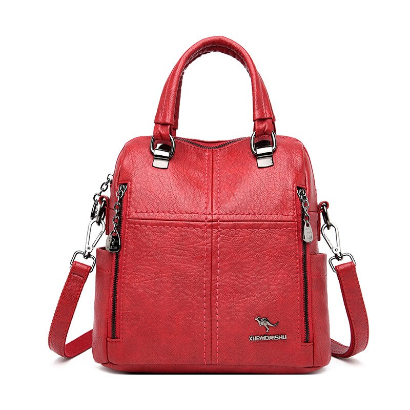 Mochila de cuero de para mujer, bandoleras multifunción de viaje, mochilas de escuela para niñas,: red