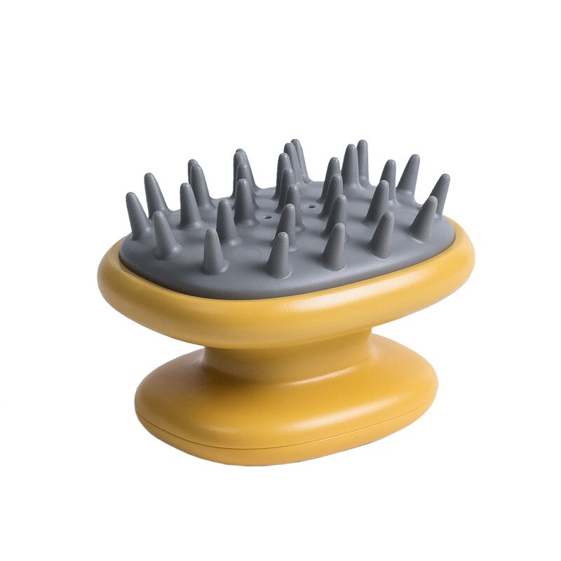 Handheld Abs Scalp Shampoo Massage Brush Washing Shower Hair Comb Mini Head Meridian Massage Comb: Yellow