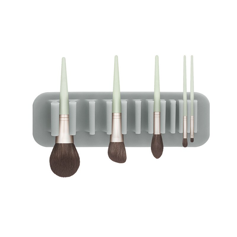 Silicone Makeup Brush Holder Wall-Mounted Soft Durable Reusable Convenient Easy Operation Suit for Bathroom Bedroom G10: Gray
