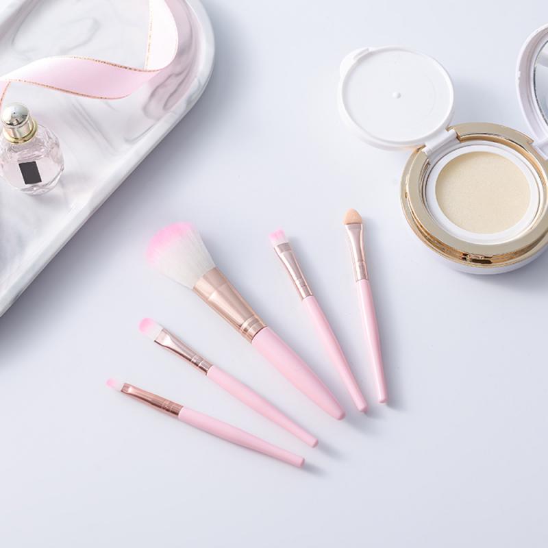 Juego de brochas de maquillaje para principiantes de 5 uds., herramienta de belleza para principiantes, sombra de ojos, base en polvo, delineador de ojos, pinceles de maquillaje para labios, cosméticos para mujeres