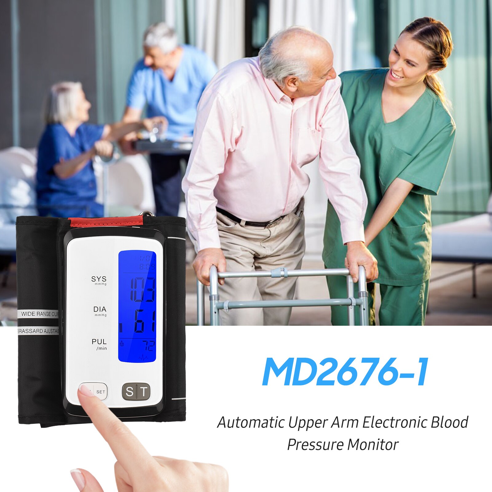 Smart BT Blood Pressure Tester Automatic Upper Arm Electronic Blood Pressure Monitor 3.2-inch LCD Display BP Cuff for Home Use