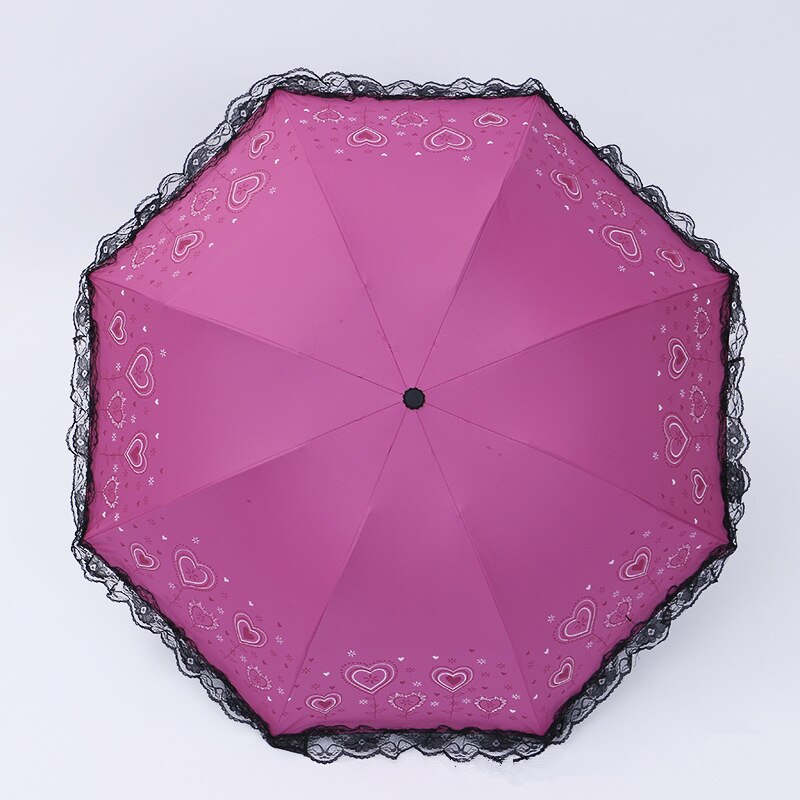 ! Paraguas plegable arqueado en forma de corazón de princesa de Kocotree, sombrilla de sol, sombrilla de encaje, sombrilla de lluvia para mujer, Guada chuva: rose red