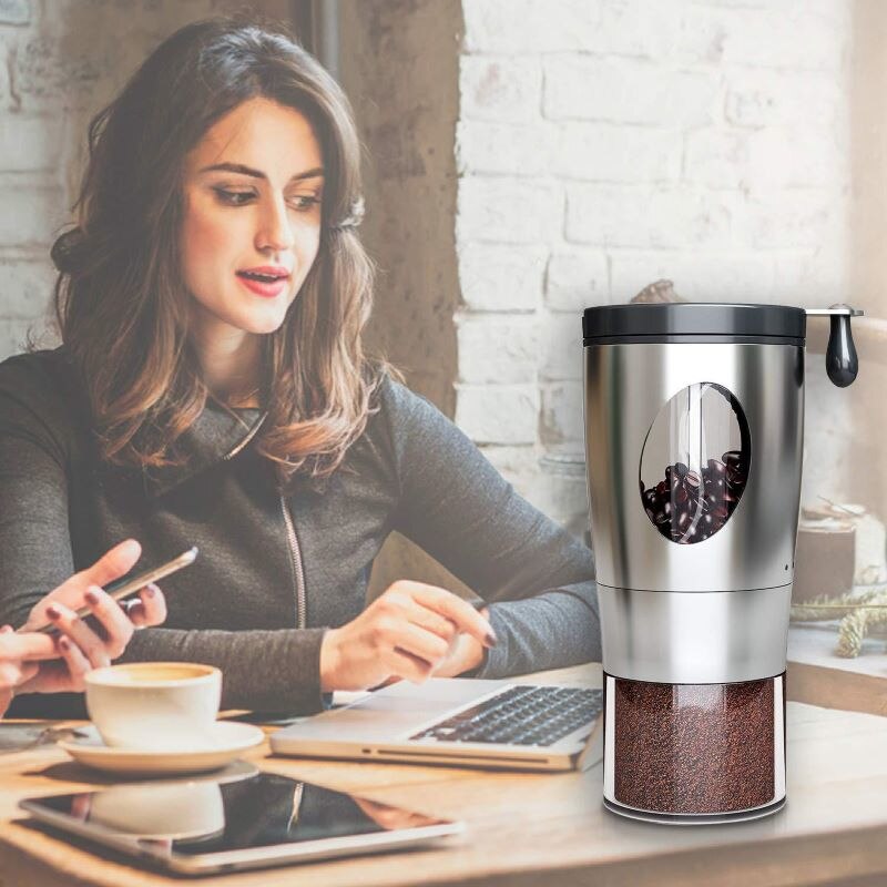 Molinillo de café plegable, de acero inoxidable, hecho a mano, para café en grano, Molinillo, herramienta de cocina, 1 unidad