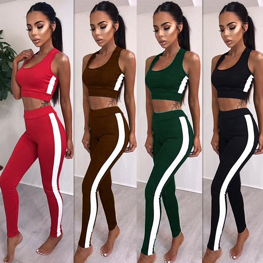 Crop top solid print Suit Set Women Tracksuit Two-piece Sport Style Outfit Jogging Sweatshirt Fitness Lounge Sportwear