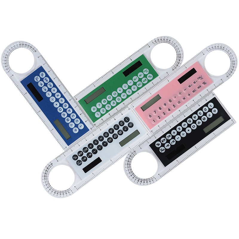 Mini-calculadora cartão de 10cm, energia solar, criativo, com régua multifuncional, material de escritório e escola, 1 peça