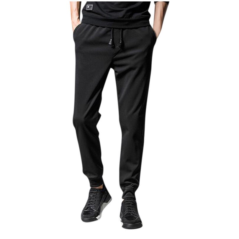 Pantalon de Sport pour homme, à la , avec cordon de serrage solide, à poches, vêtement de jogging décontracté, avec faisceaux, pieds décontracté, vêtement de Sport #4ma6