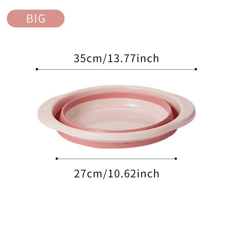 Multi-Purpose Folding Wash Basin Collapsible Bucket Foldable Washbasin Travel Portable Footbath for Household lavabo plegable: pink big