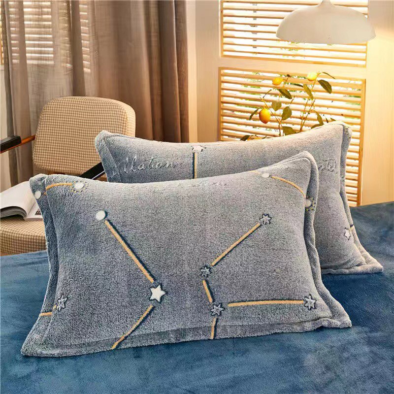 Justchic Sterrenhemel Grijs Dekbedovertrek Winter Dubbelzijdig Sneeuwvlok Fluwelen Warm Dekbedovertrek Kussensloop Kinderen Volwassen Beddengoed Cover