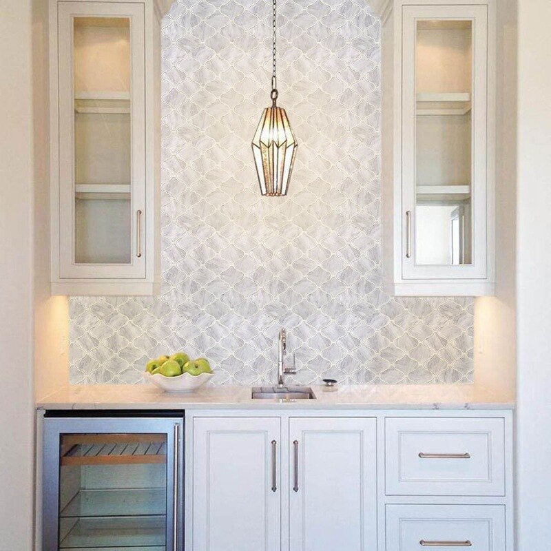 Imitation Marble Pattern Tile Wall Sticker For Kitchen Or Bathroom,Backsplash Removable 3D Wall Tile 5Pcs