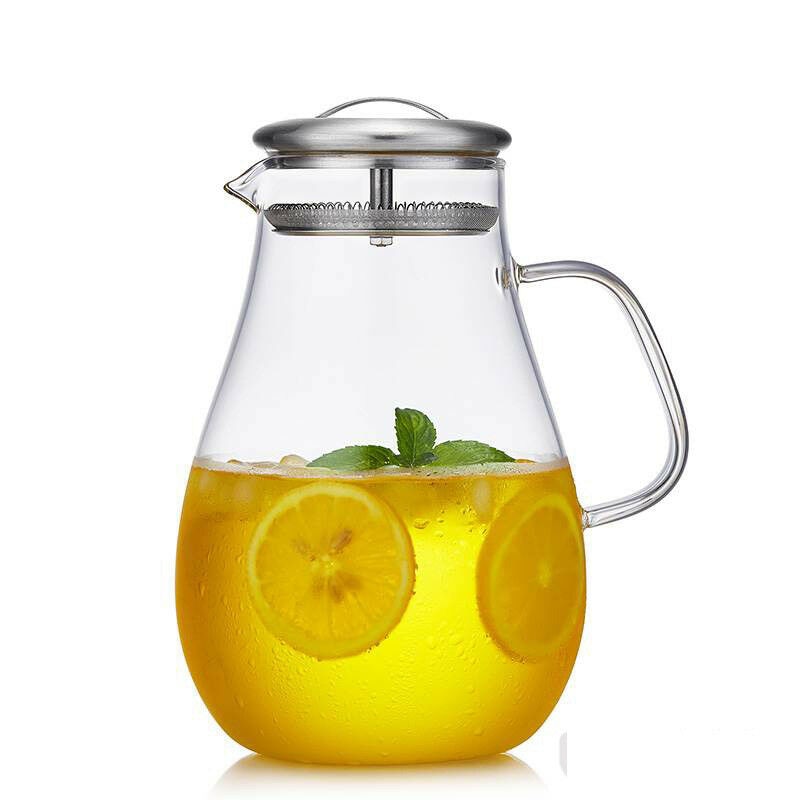 Glass Cold Water Pot 1800ml Heat Resisting Borosilicate Glass Fruit Juice Jug Coffee Pitcher Afternoon Flower Tea Pot Teapot