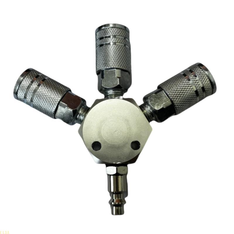 U13A Air Compressor Manifold Fitting 3 Way Manifold Quick Connectors Multipurpose: Silver