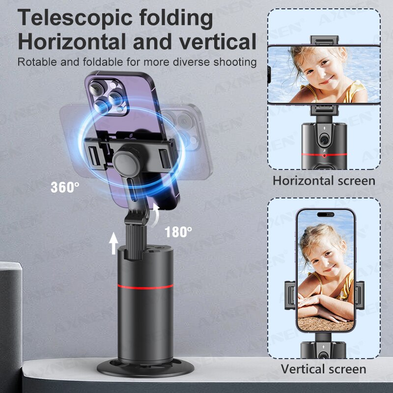 AXNEN P02 360 Rotation Follow-up Gimbal Stabilizer Monopod Desktop Tracking Gimbal with Remote for Phone Tiktok Live Photography