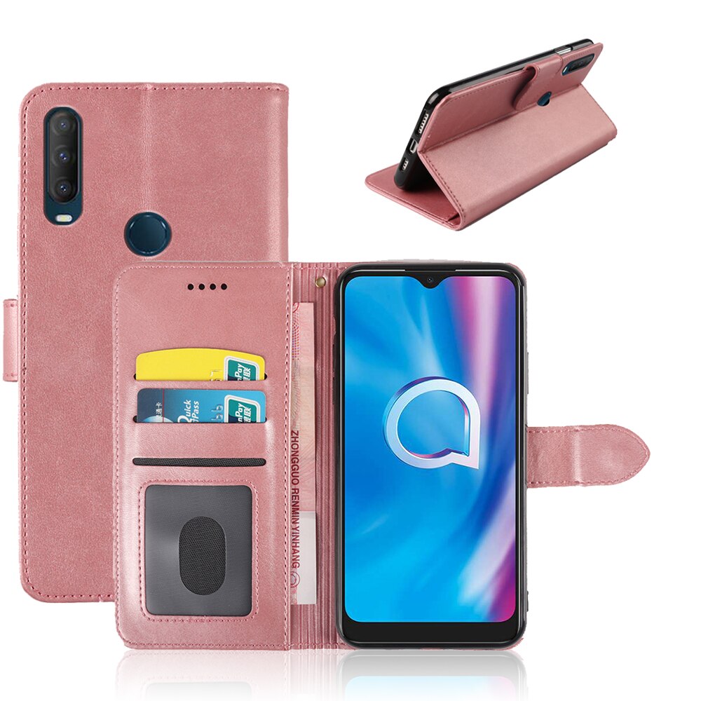 AVEOLELA Für Alcatel 1S fallen sterben Neue Auflistung PU Leder kippen Brieftasche Foto Halfter Abdeckung Mit eine Bargeld Slot Innen kippen Abdeckung: Rose Gold