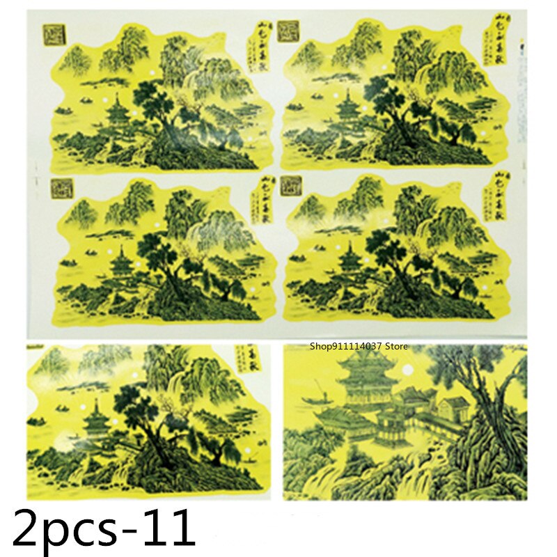 2PCS/Set Pottery Ceramics Clay Transfer Paper Overglaze Decal Paper JingDeZhen Medium Temperature DIY Painted Pottery Tools: 2PCS-11