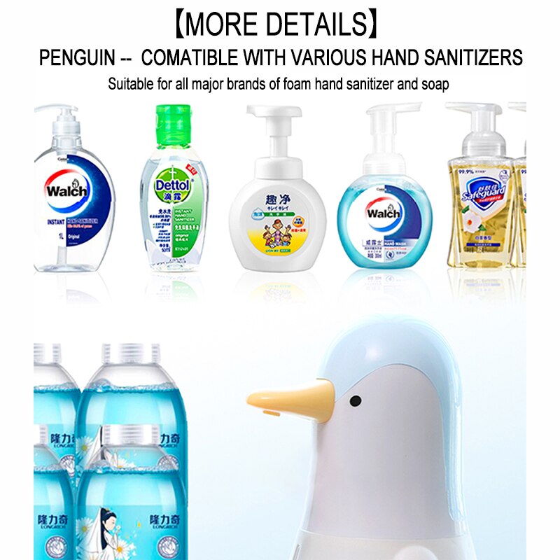 Pingouin – distributeur automatique de savon mousseux pour les mains, Machine à Induction, lave-mains pour salle de bains et cuisine, pompe à mousse pour enfants