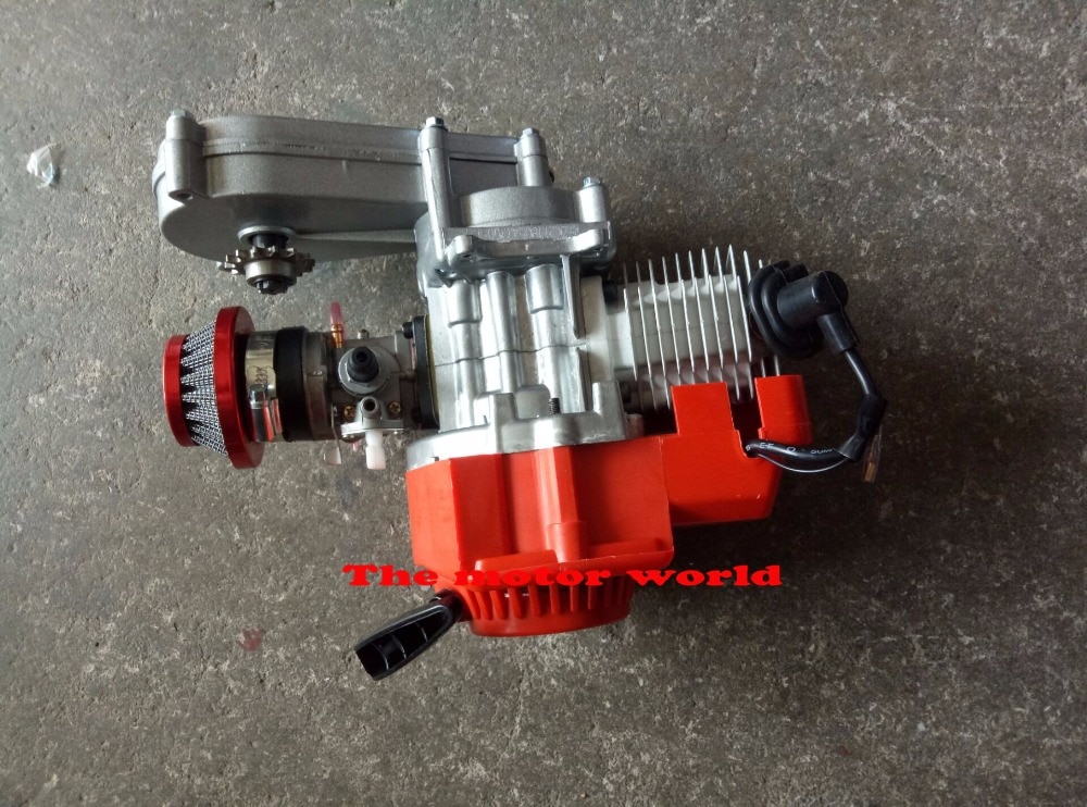 RED 49cc Engine 2-Stroke Pull Start Motor w/ Transfer Box For Mini Dirt Bike