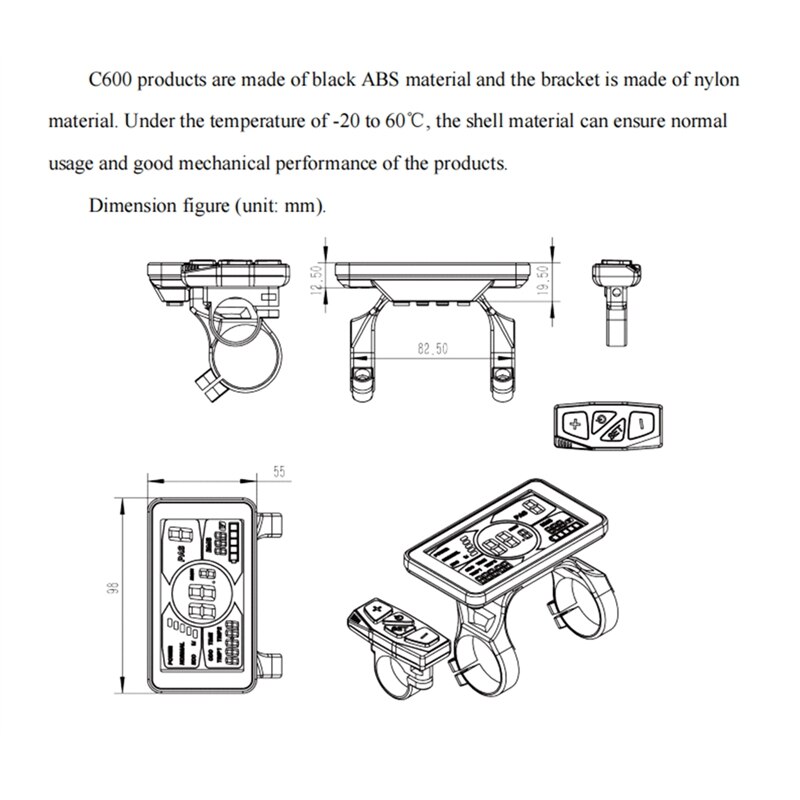 5S Protocol 24V 36V 48V Lcd C600 Grote 4 Inch Grote Scherm Elektrische Fiets Display Met waterdichte Connector