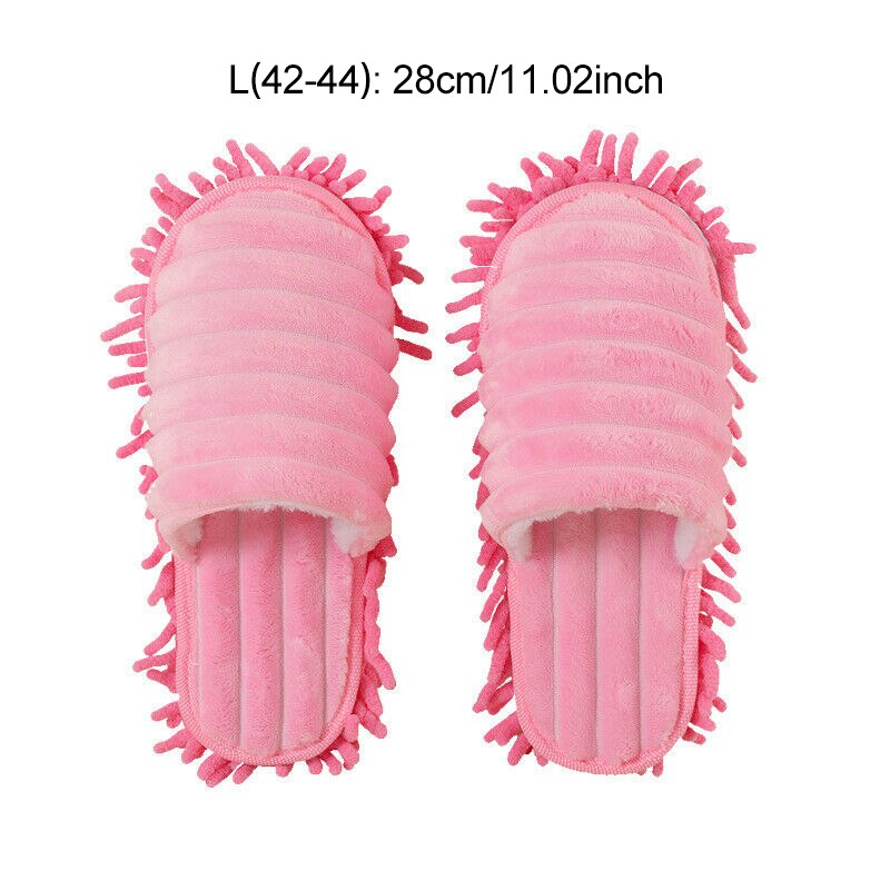 2 unidades/par de zapatillas antideslizantes, calcetines para suelo y pie de mopa, zapatos, limpieza rápida, pulido, polvo, cocina, suministros de baño, herramientas para el hogar: L-Pink