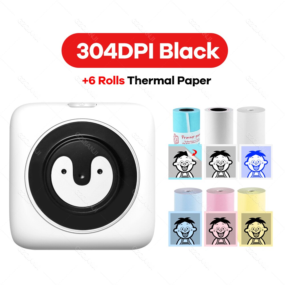 304 dpi mini bluetooth valokuvatulostin lämpö langaton puhelin tulostin mobiili kuva muistiinpanoja tarra tarratulostus 203 dpi tulostin: 304bk lisää 6 ryhmää