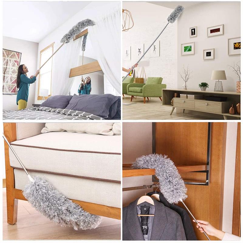 3Pcs Telescopic Pole Washable Easy Apply Extendable Duster Household Car Dust Dusty Feather Duster Long Handle Clean Brush