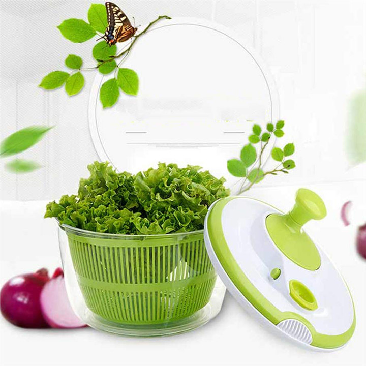 Salad Spinner Lettuce Dryer Easily Spin ABS Manual Vegetable Dehydrator High Speed Centrifugal Drainer Basket Kitchenware