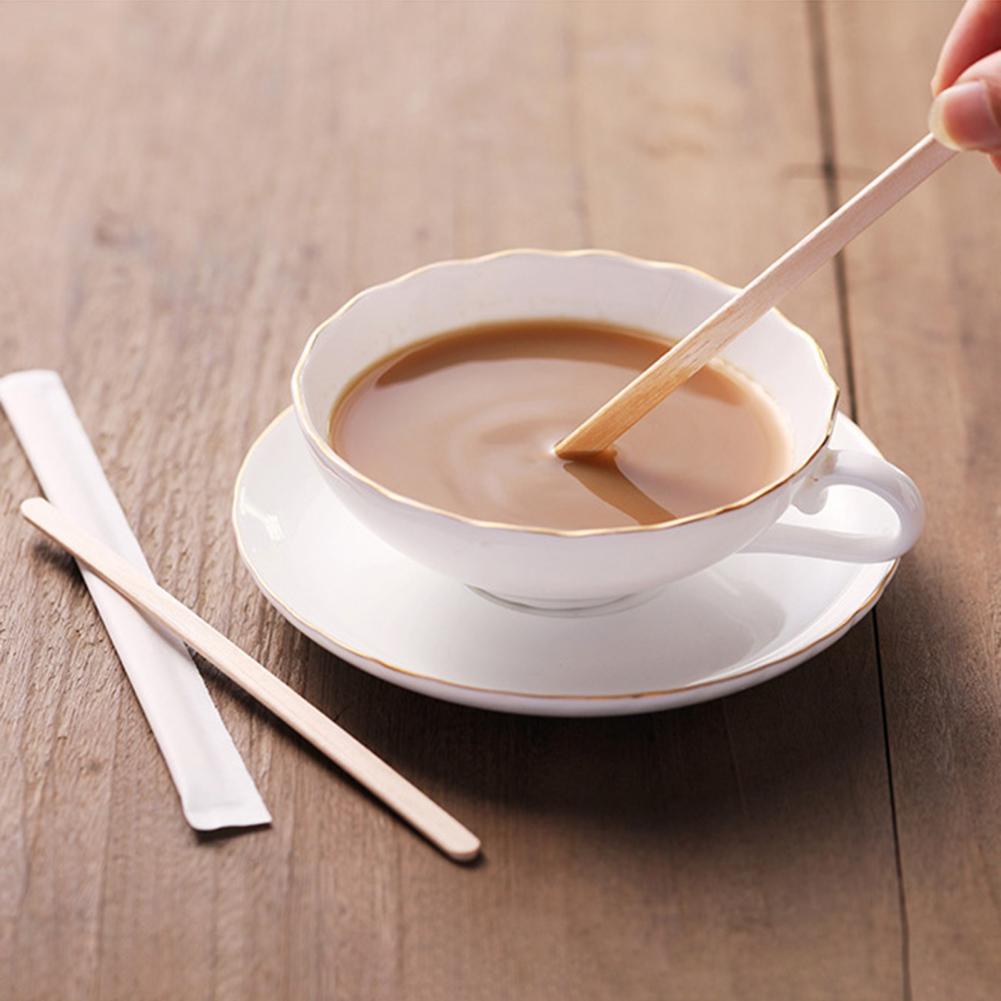 100 Stuks Wegwerp Roer Stok Gladde Houten Makkelijk Te Gebruiken Duurzaam Koffieopruier Thee Roerstaafjes Cafe Levert