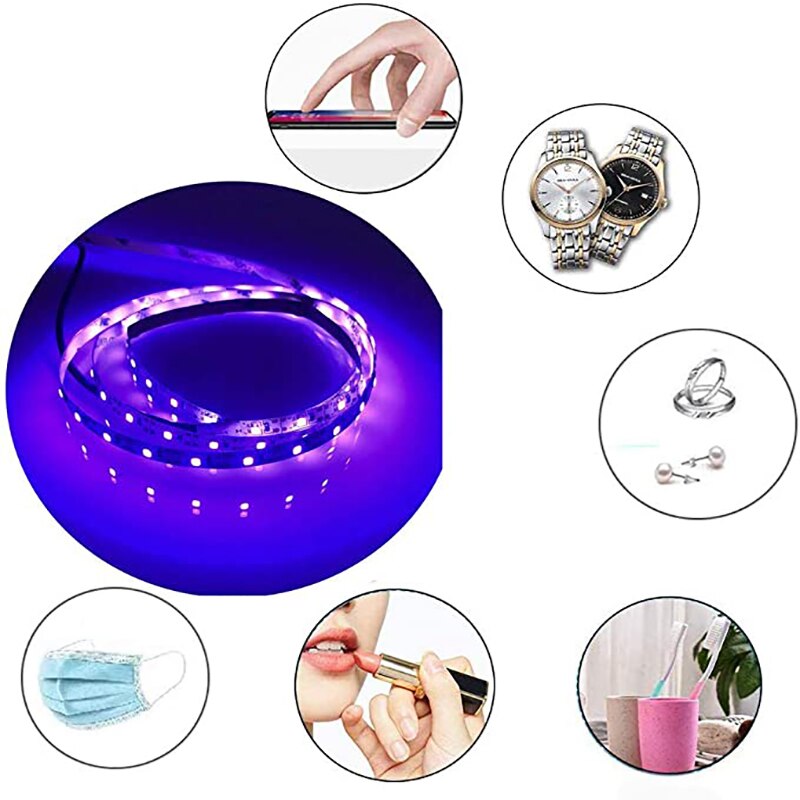 1PC Led Strip UV Light Ultraviolet Ray LED Diode Ribbon Flexible Tape Lamp Remote Control Fluorescence Ozone Sterilize
