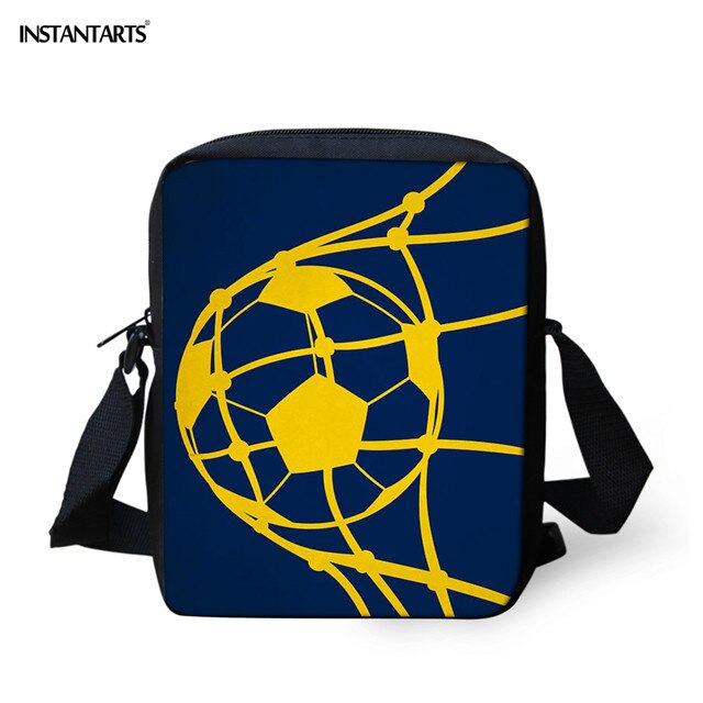 INSTANTARTS 3D Soccer Goal Ball Print Crossbody Bags for Boys Casual School Students Bookbag Small Messenger Bag Handbag Mochila: HMC1373E