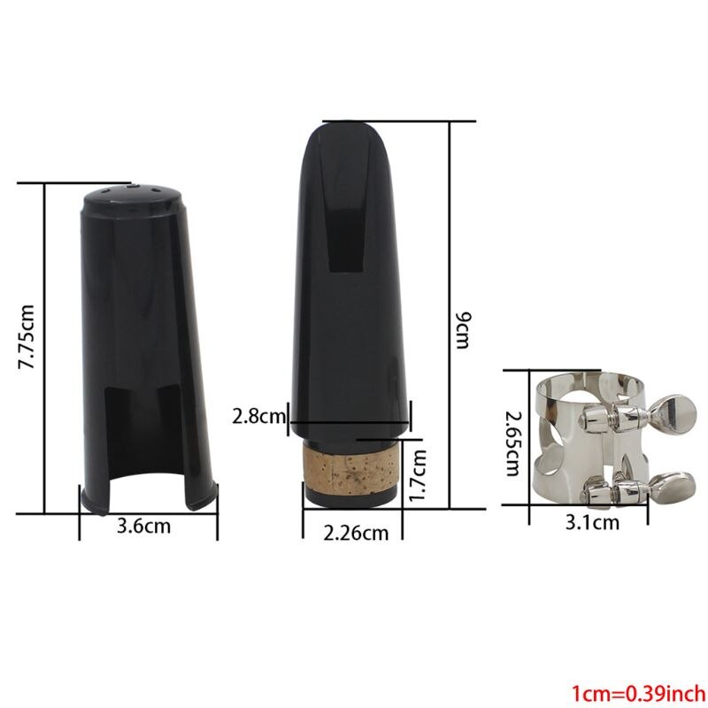 Clarinet Mouthpiece Kit with Ligature,one Reed and Plastic Cap~black