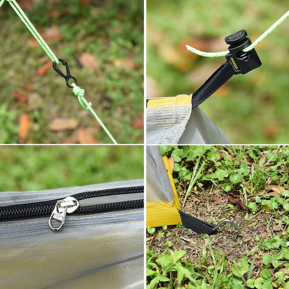 Sportliches, ultraleichtes ein-personen-zelt aus atmungsaktivem mesh-gewebe, einfach zu verstauen, wasserdicht – ideal für camping und wandern.