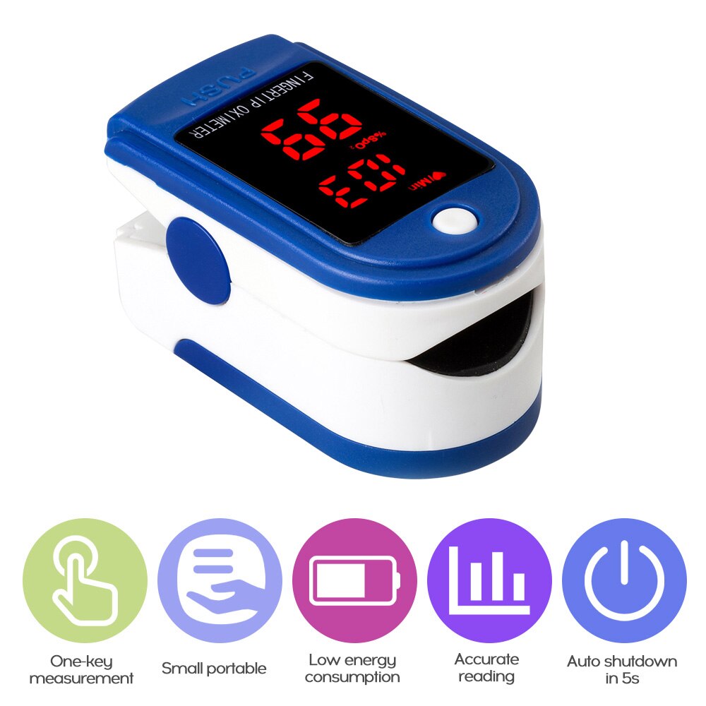 oximetro Household Digital Fingertip pulse Oximeter Blood Oxygen Saturation Meter Finger SPO2 PR Monitor health Care: Blue